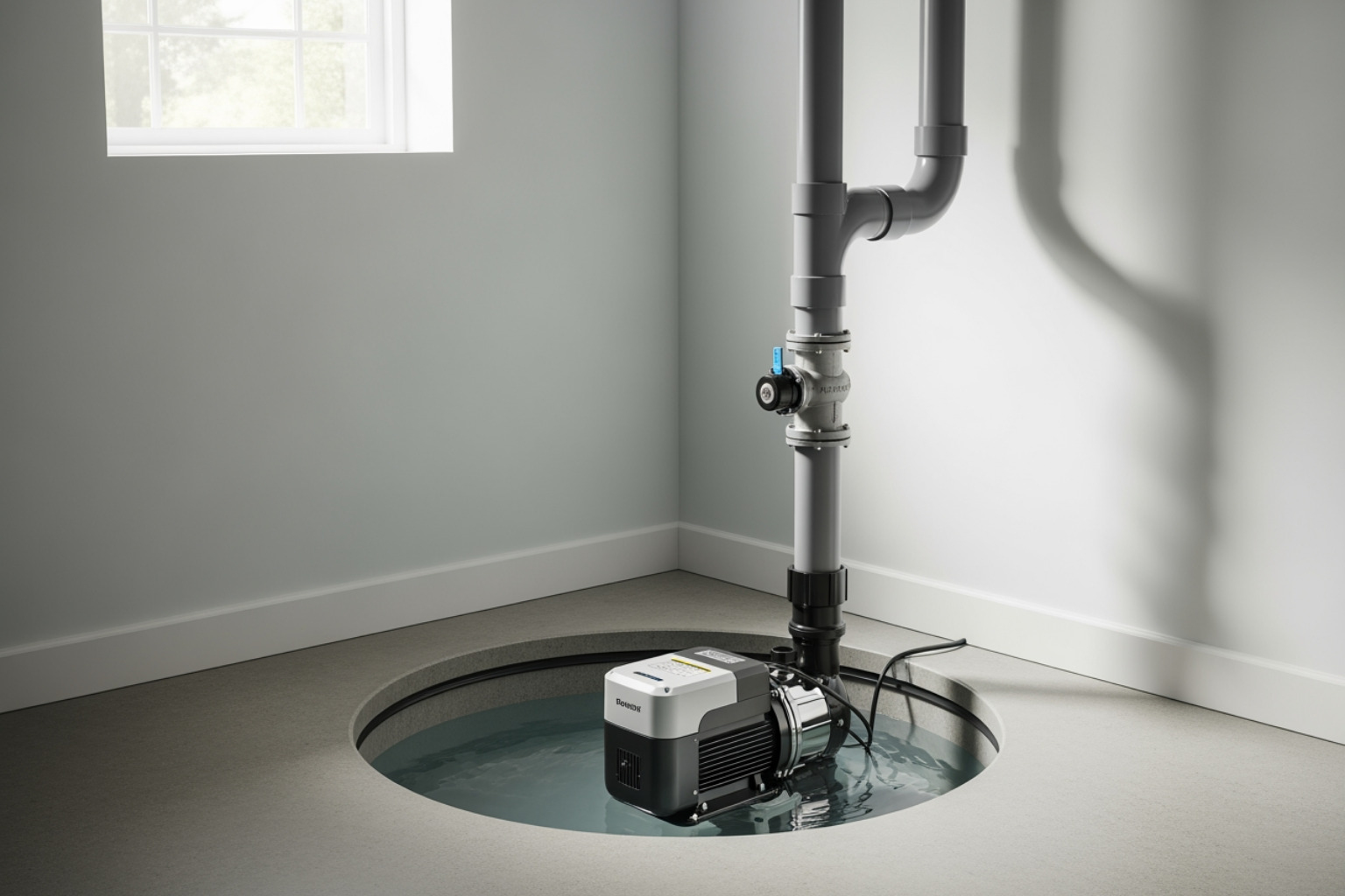sump pump in a basement