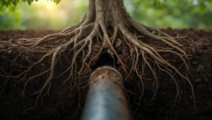 tree roots growing into pipes